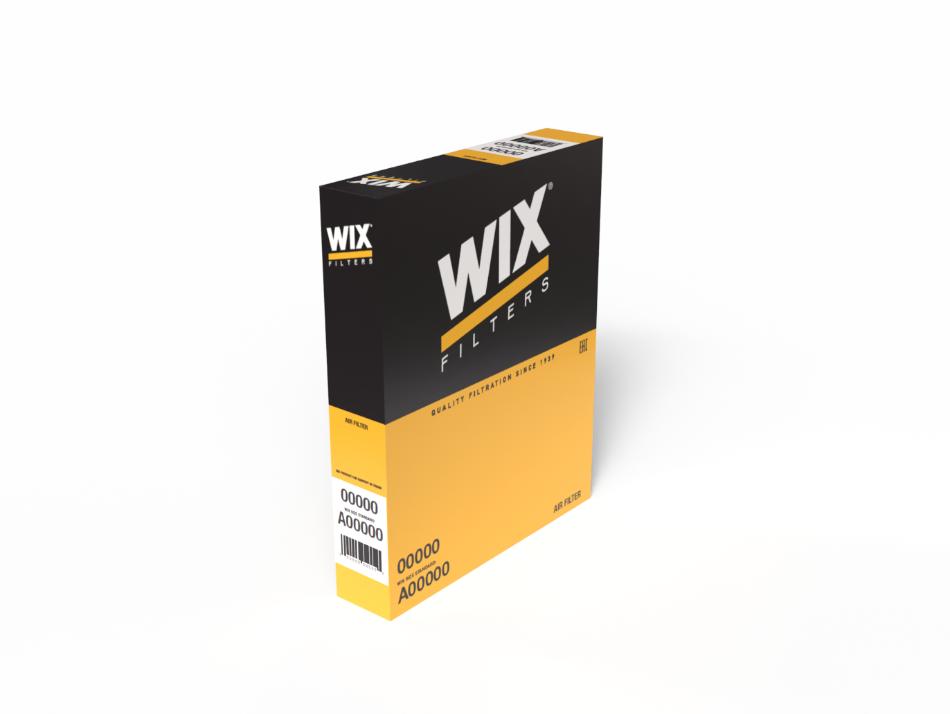 WIX Air Filter packaging 3D rendering
