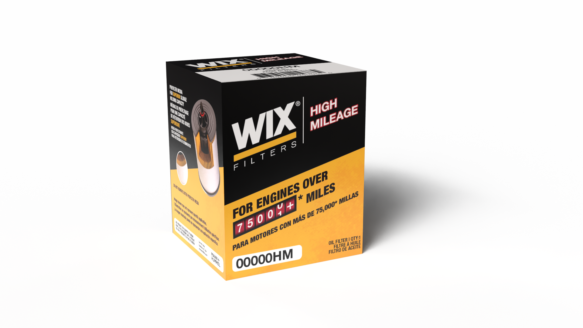 WIX High Mileage cartridge filter packaging 3D rendering